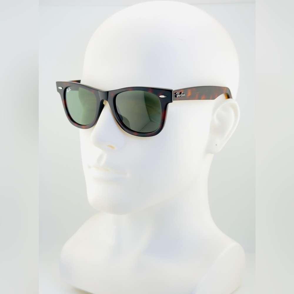 Ray-Ban Sunglasses RB2140 Original Wayfarer Tortoise Frame Green Lenses 50mm - Picture 2 of 14